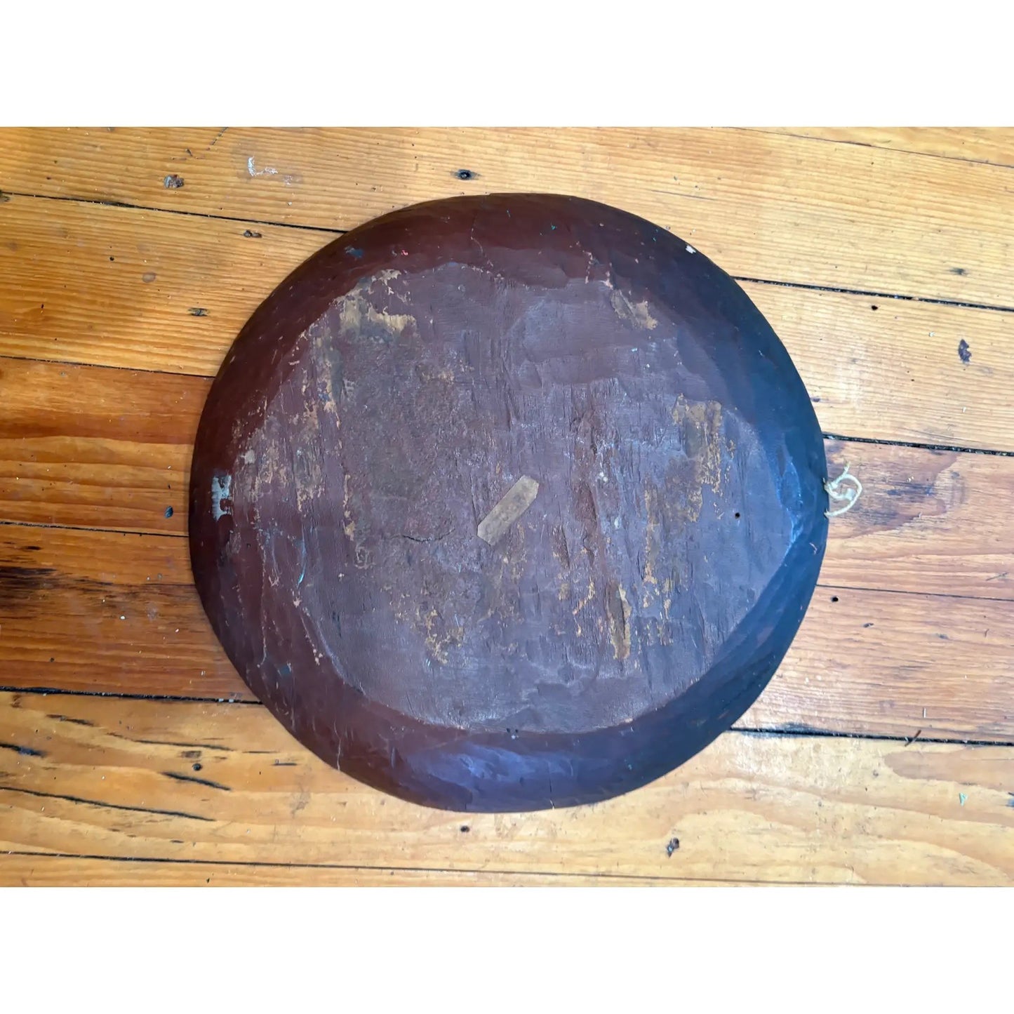 Vintage Hand Carved and Hand Painted Round Wooden Tray