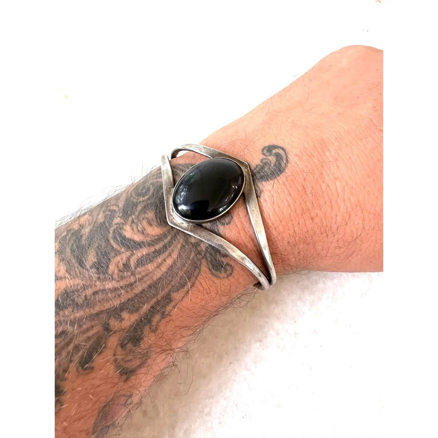 Sterling Silver and Onyx Cuff Bracelet