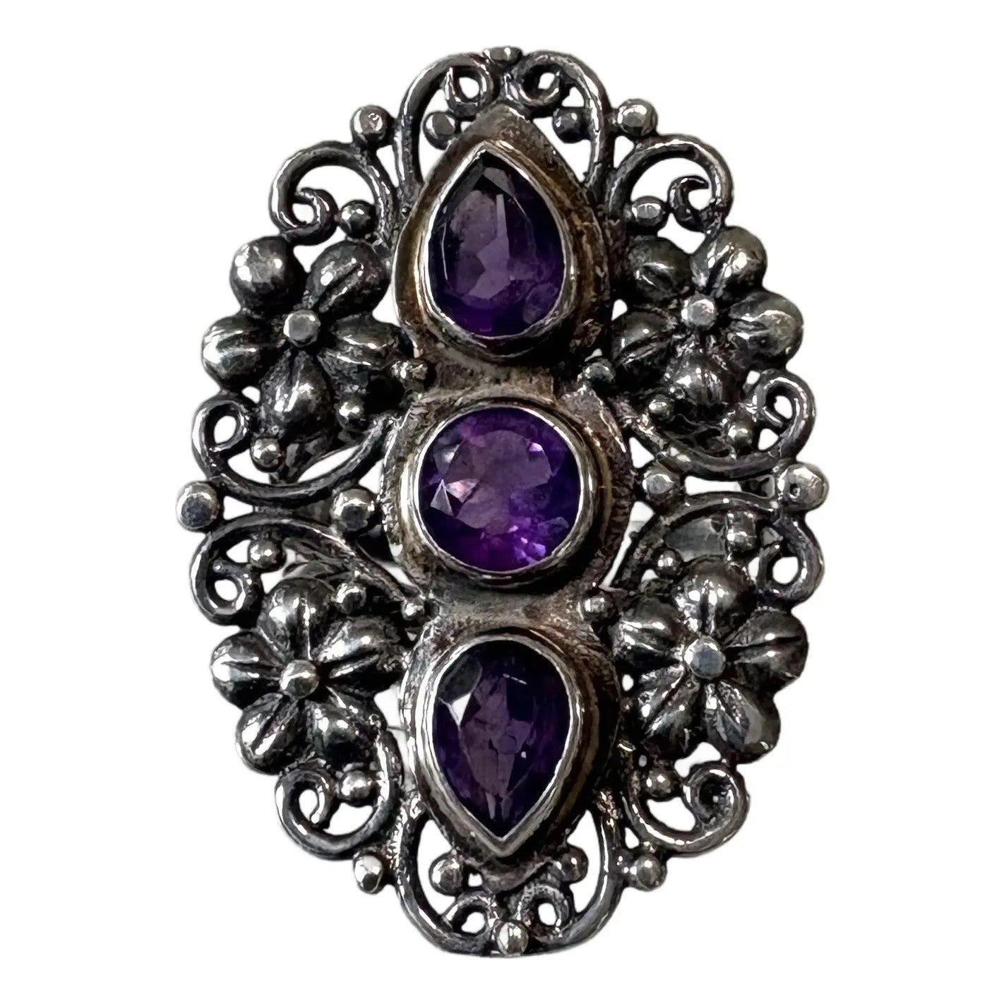 Sterling, Silver and Amethyst Ring