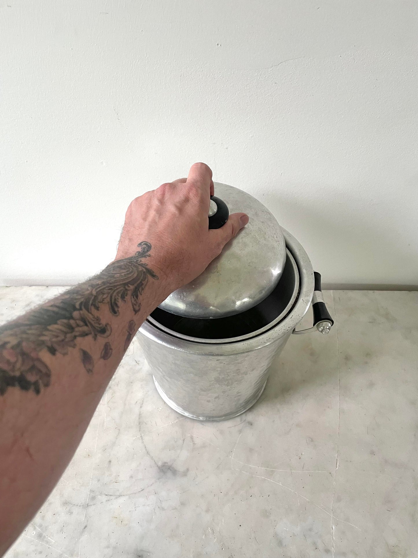 Vintage Aluminum Ice Bucket, Made in Spain