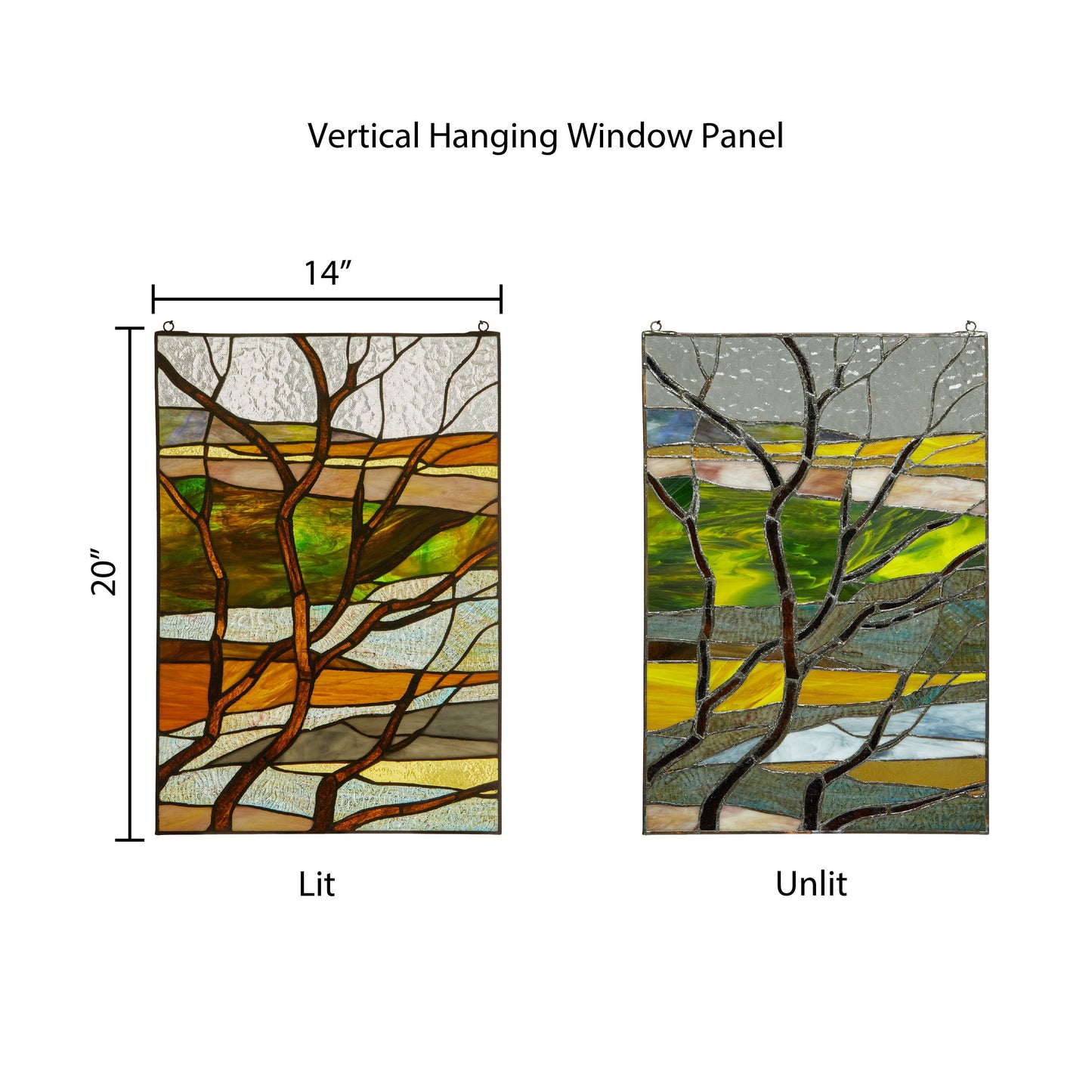Stained Glass Fall Treescape Window Panel 20"H