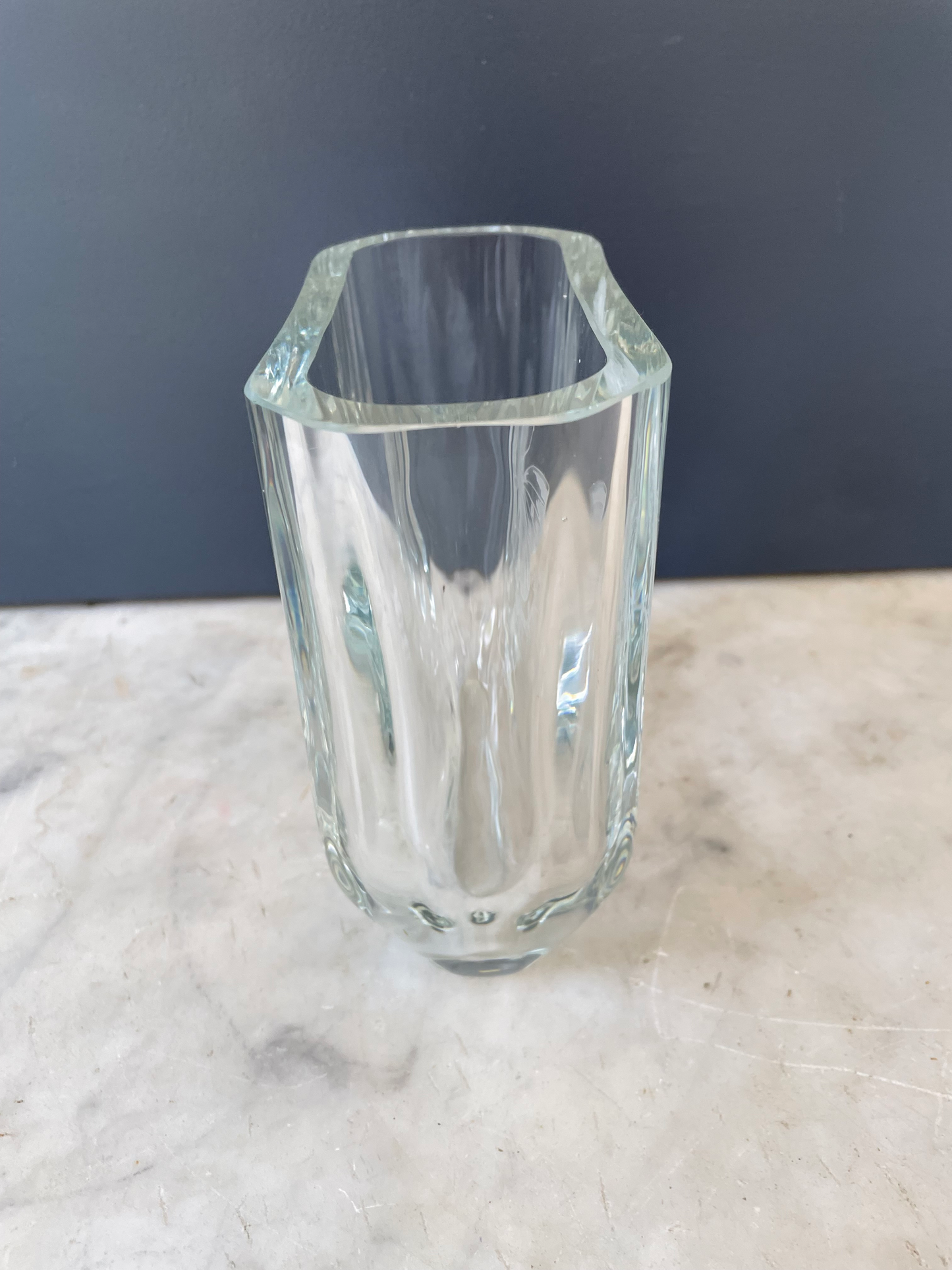 Orrefors Crystal Mid Century Scandinavian Art Glass Vase With Butterfly Design