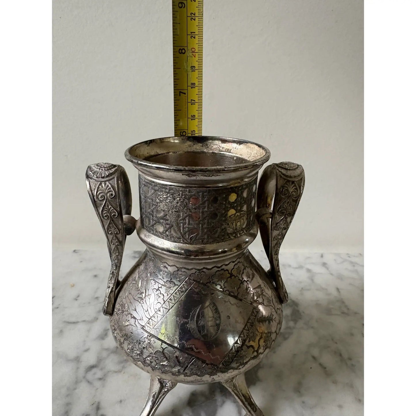 Early 20th Century Etched Silver Plated Face