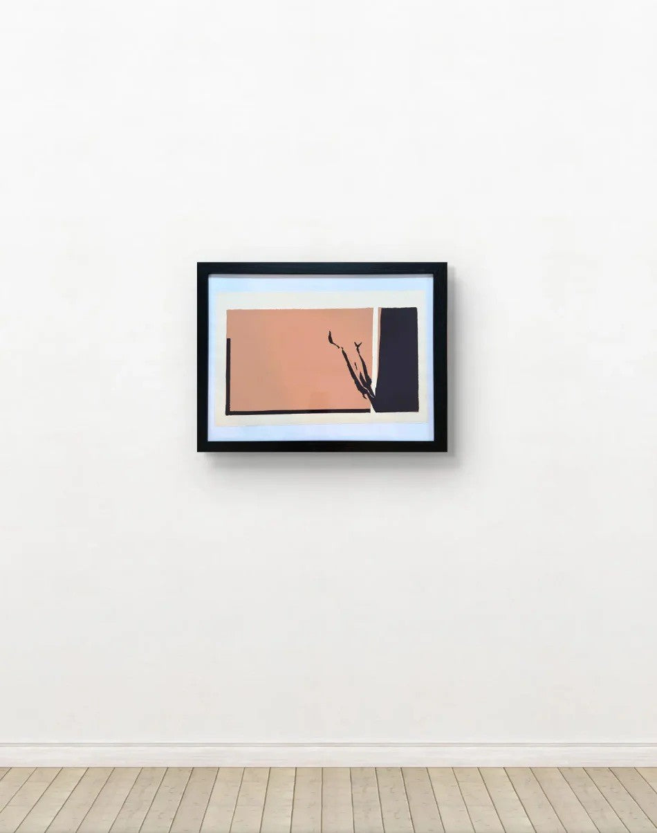 Barbara Beck Framed 1970 Mid Century Modern Screen Print on Paper in Black Wood Frame