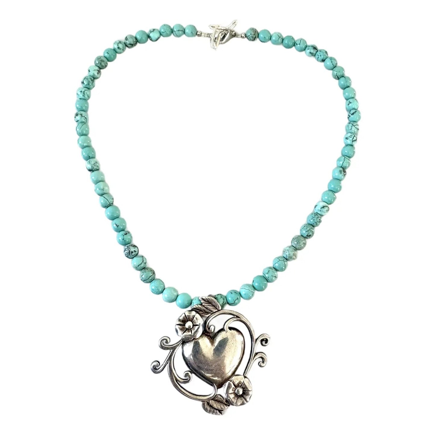 Turquoise Necklace With Sterling Silver Pendant