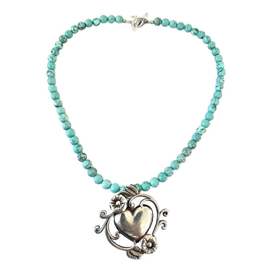 Turquoise Necklace With Sterling Silver Pendant