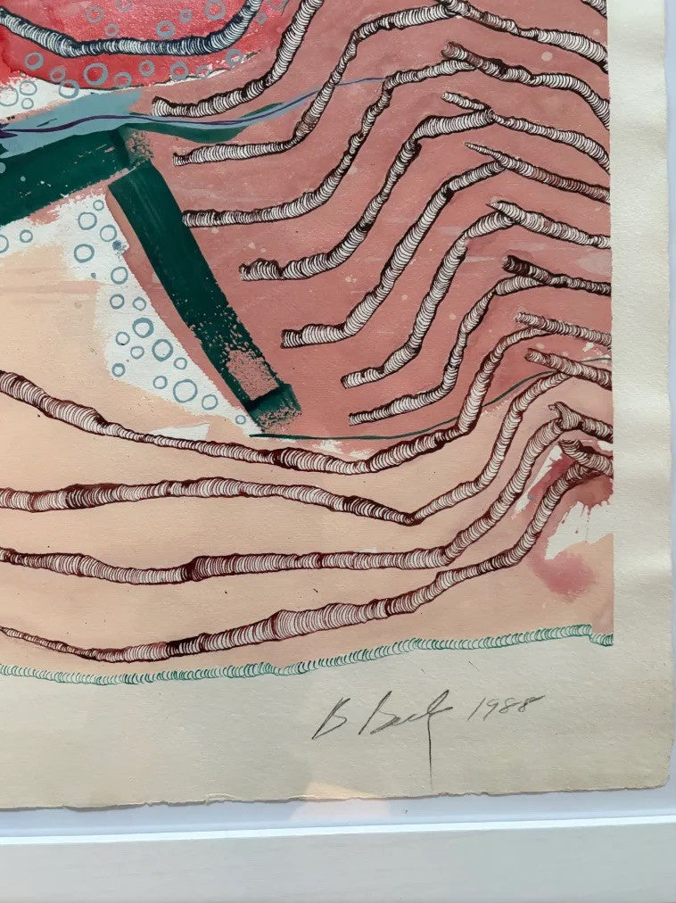 Barbara Beck 1998 Framed Abstract Painting on Paper