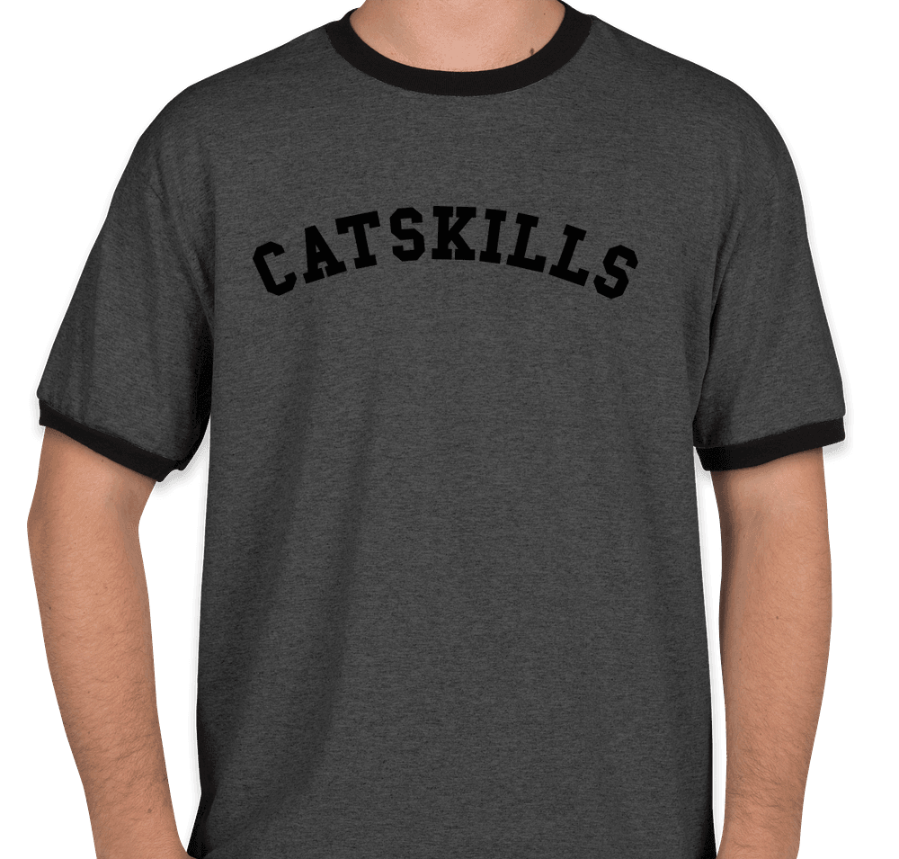 Catskill Letterman Ringer T-Shirt, Heather Gray/Black