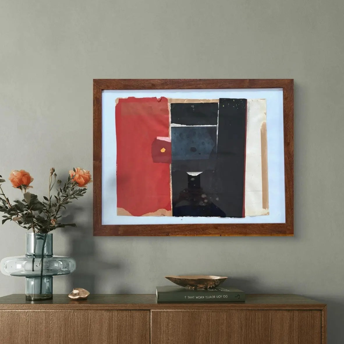 Barbara Beck 1965 Painted Paper Collage, 26 x 20 Inches, Framed