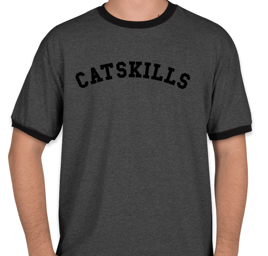 Catskill Letterman Ringer T-Shirt, Heather Gray/Black