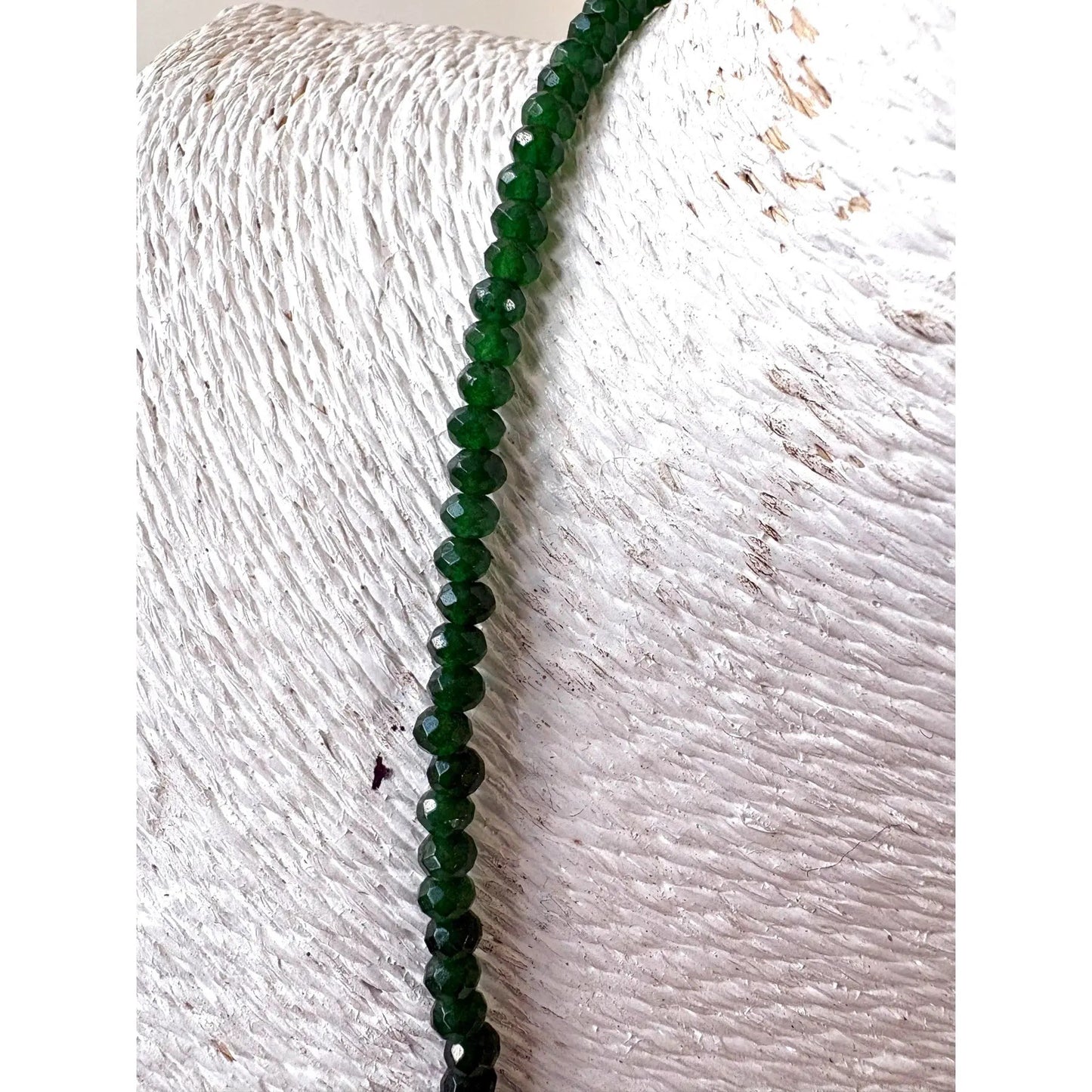 Faceted Emerald Quartz Beaded Necklace With Gold Tone, Adjustable Clasp