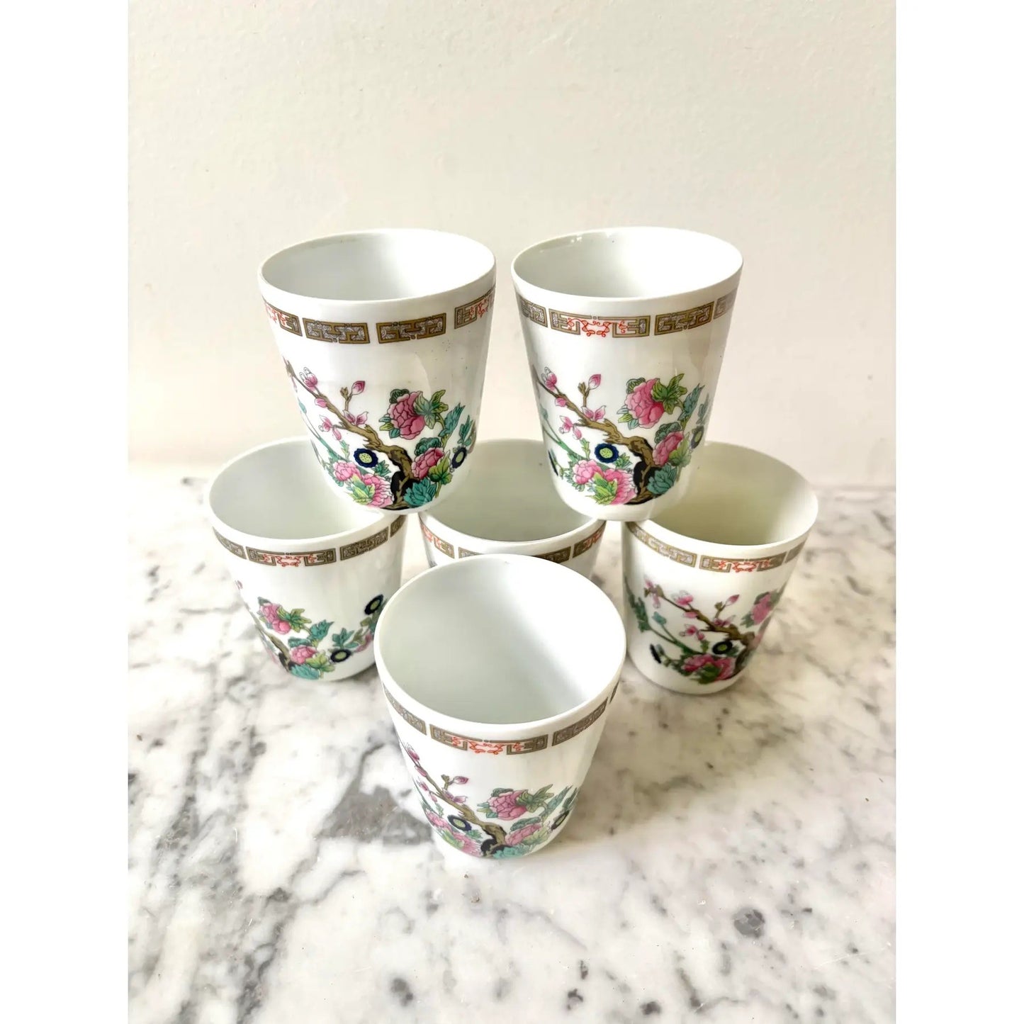 Limoges Francia Tazas de Porcelana Pintadas a Mano Juego de 6