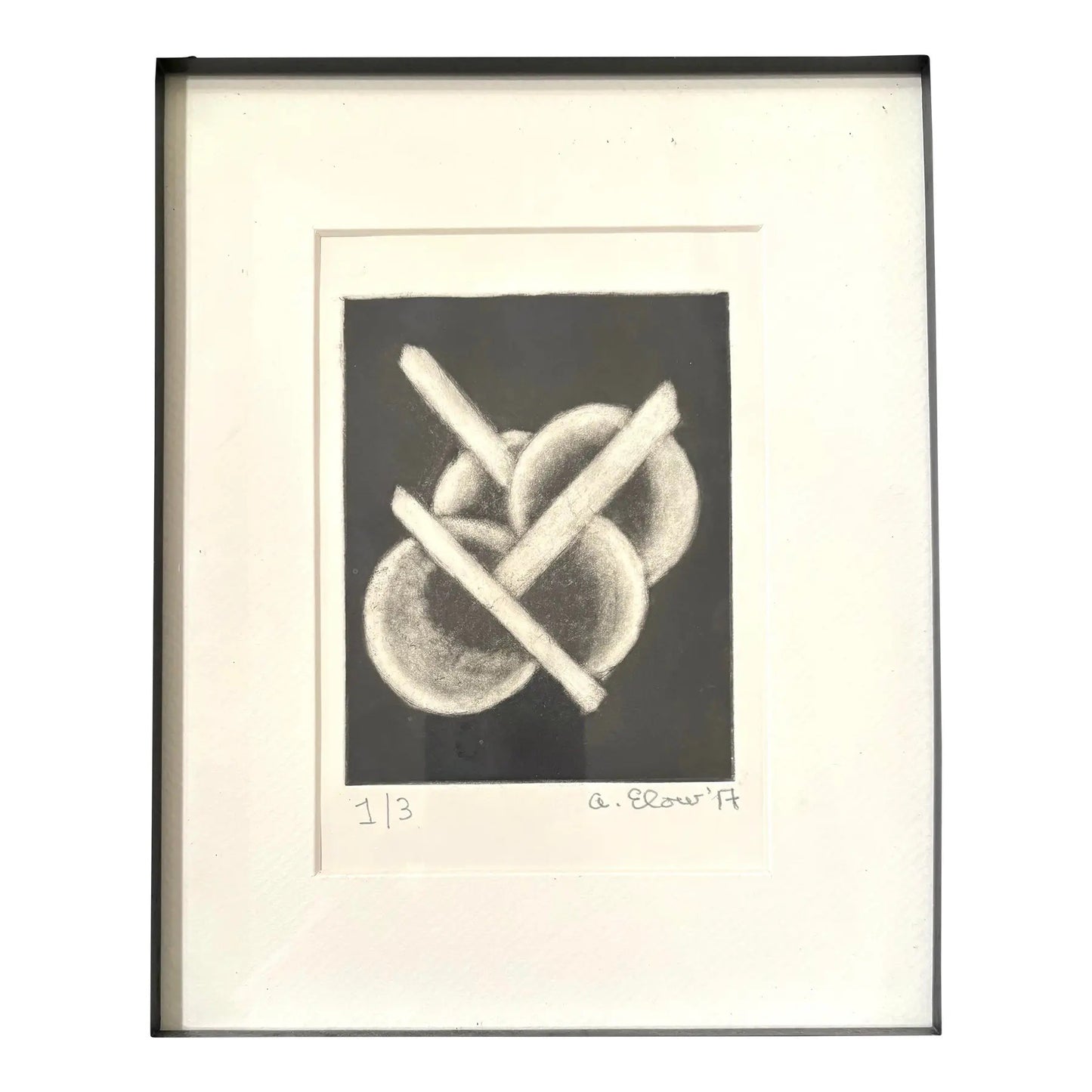 Alon Elow Abstract Etching Made by Artist in Ny Studio Signed in Pencil