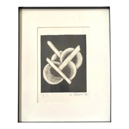 Alon Elow Abstract Etching Made by Artist in Ny Studio Signed in Pencil