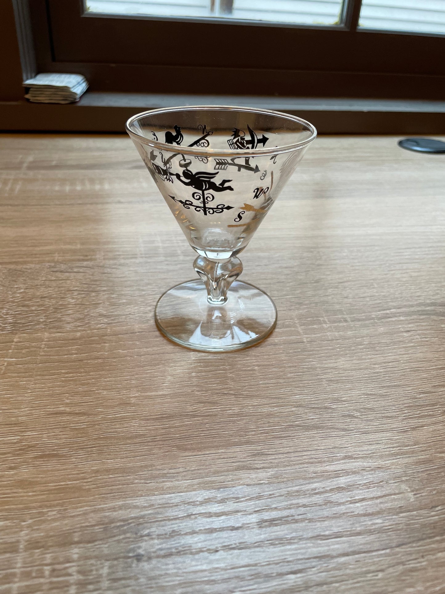 Vintage 1960s Cocktail Glass with Gold Detail, Sold Individually