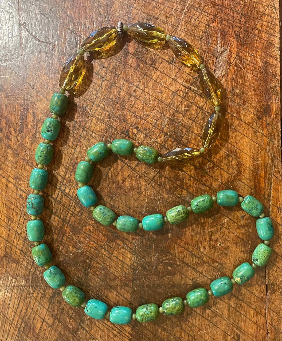 Vintage Matthew Izzo Turquoise Jade and Glass Beaded Necklace