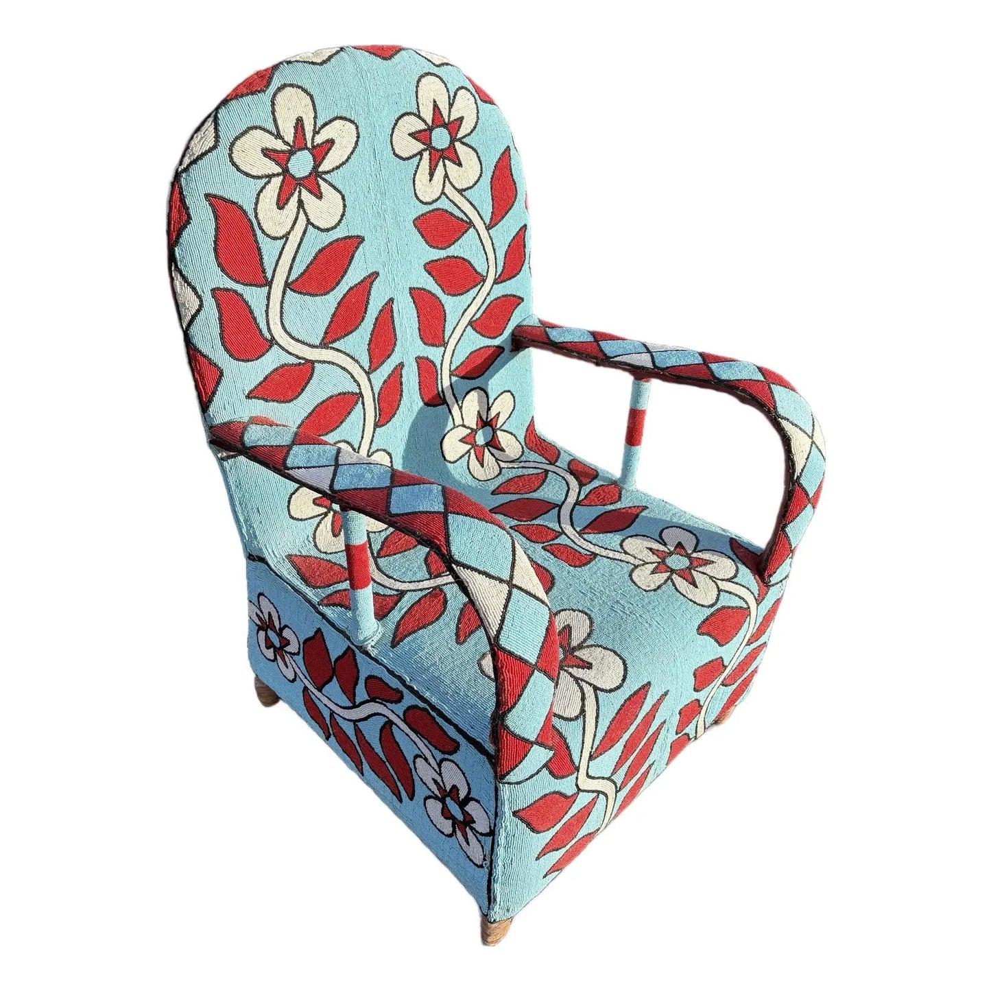 Yoruba Beaded Chair, a Traditional Nigerian Piece of Furniture Originally Made for Royalty