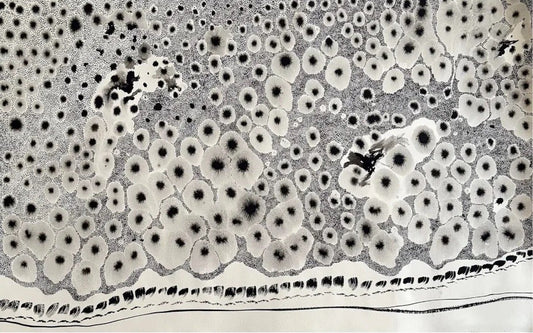 Barbara Beck 1970s Abstract Acrylic Painting on Paper