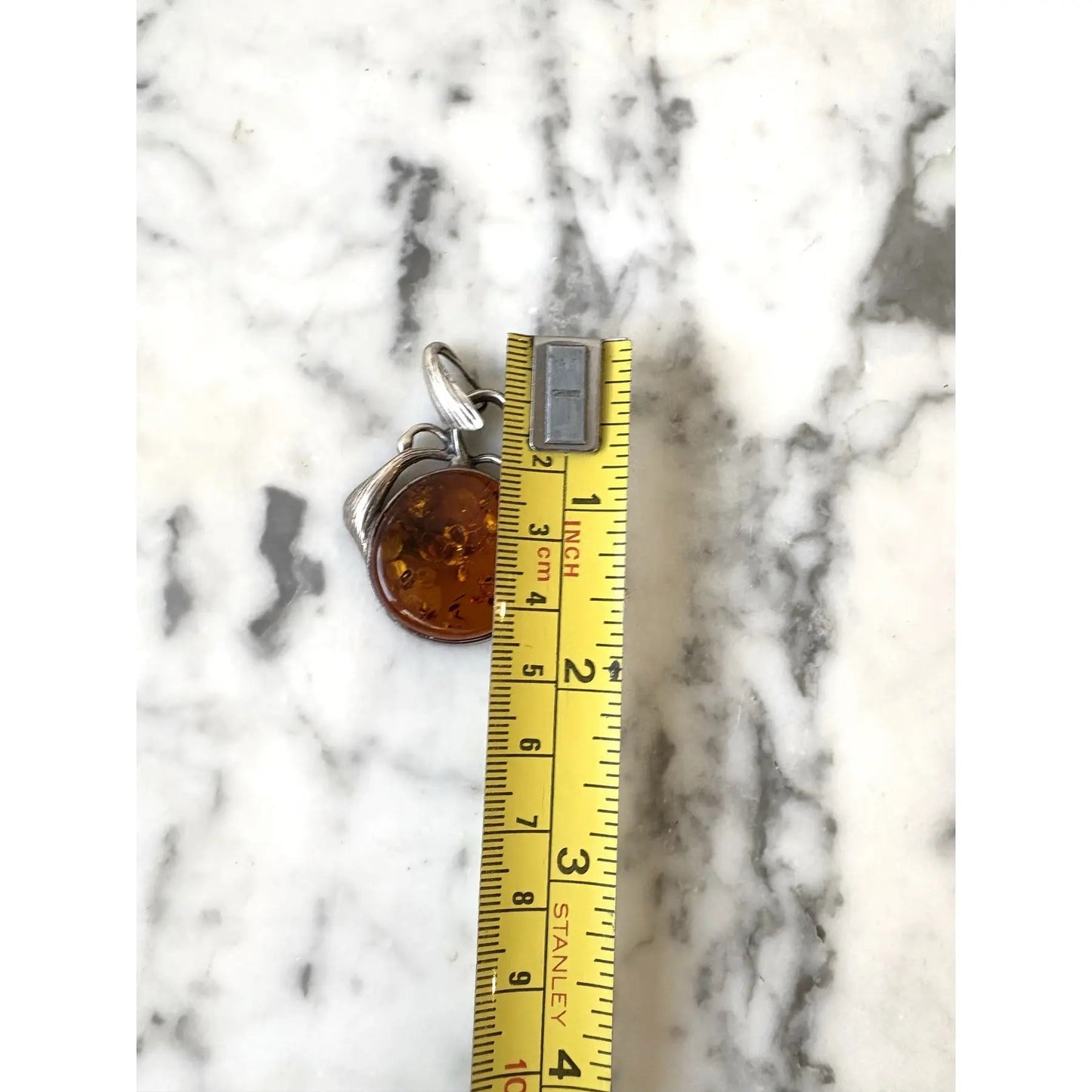 Vintage Sterling Silver and Amber Pendant Charm