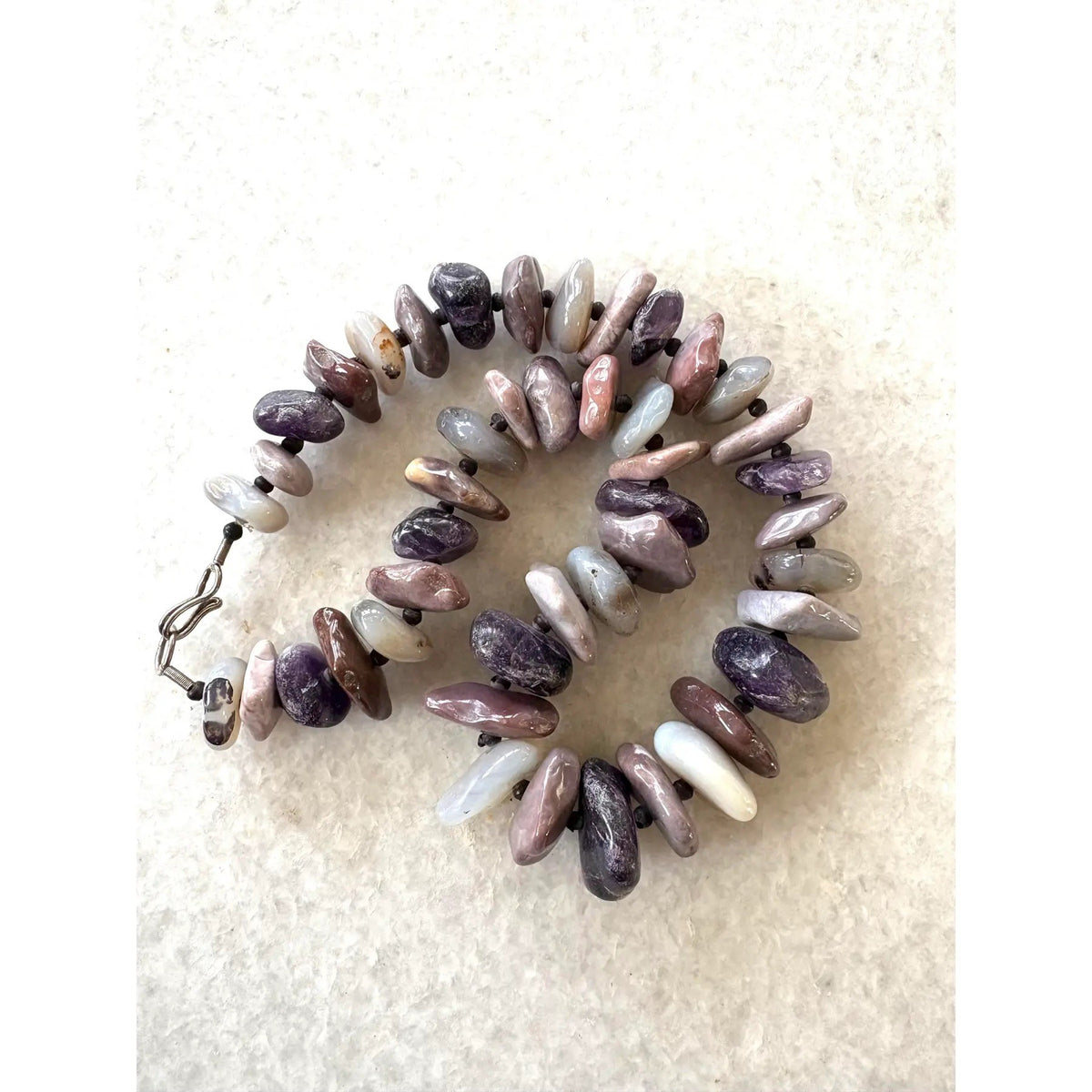 Vintage Amethyst and Agate Stone Beaded Necklace
