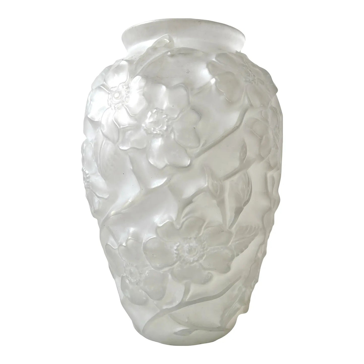 Phoenix Consolidated Frosted & Raised Dogwood Vase