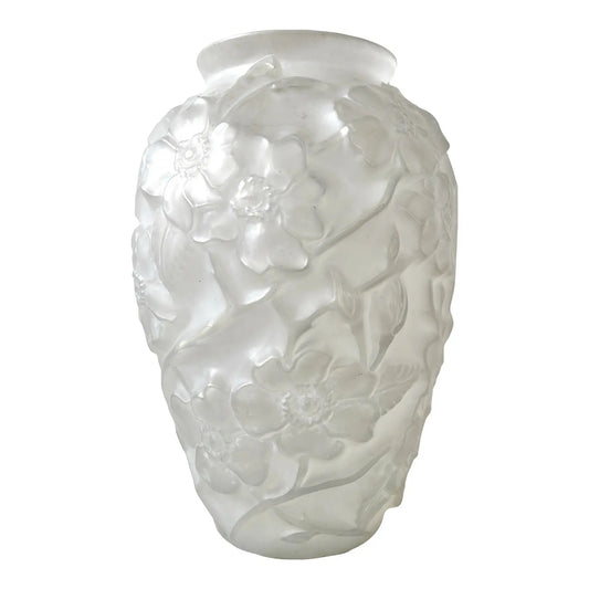 Phoenix Consolidated Frosted & Raised Dogwood Vase