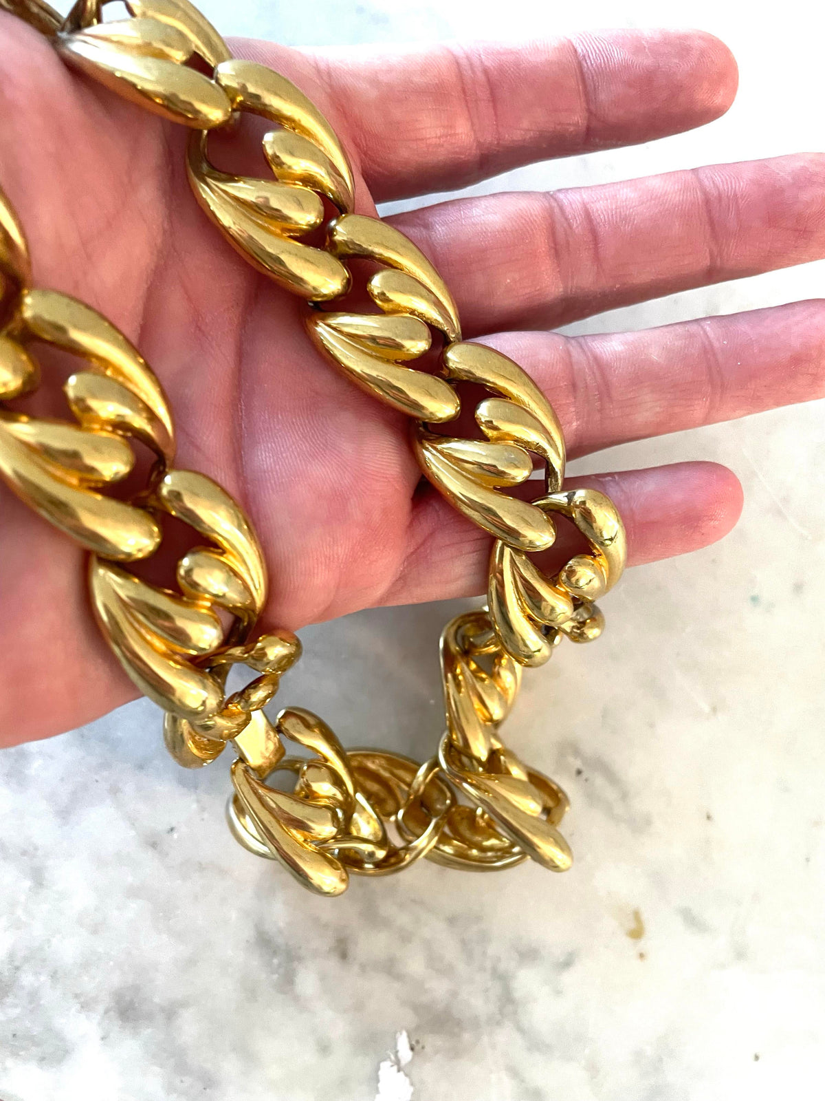 1980s Gold Heavy Link Chain Necklace