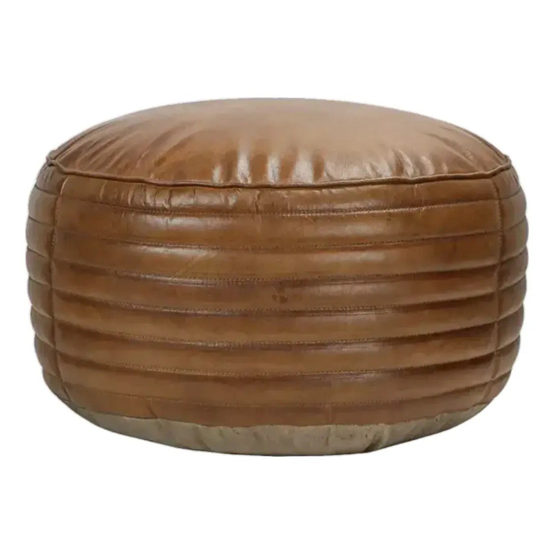 Matthew Izzo Home Tackshop Leather Round Ottoman