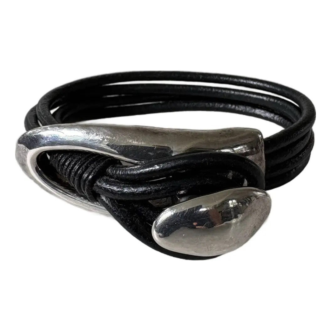Sterling Silver and Leather Strap Bracelet