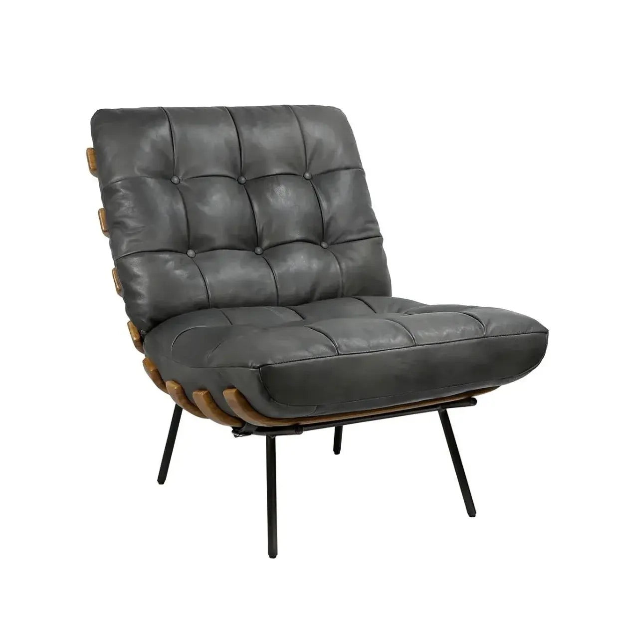 Leather and Wood Mid Century Style Langdon Chair, by Matthew Izzo Home