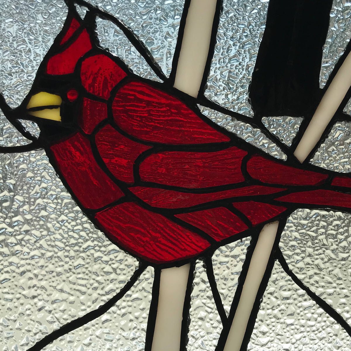 Stained Glass Annabelle Red Cardinal  Window Panel 18.5"H
