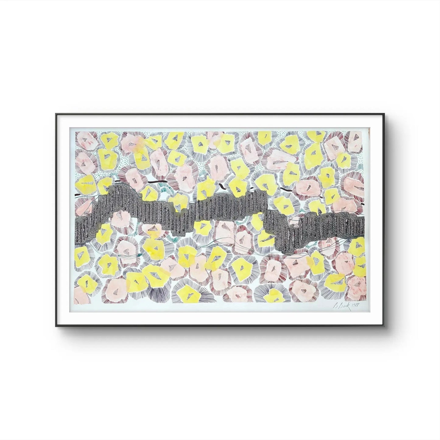 Barbara Beck 1998 Abstract Acrylic and Watercolor Painting on Paper - Signed/Dated