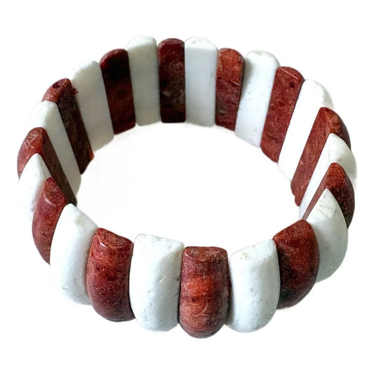 Vintage Red and White Coral Beaded Bracelet