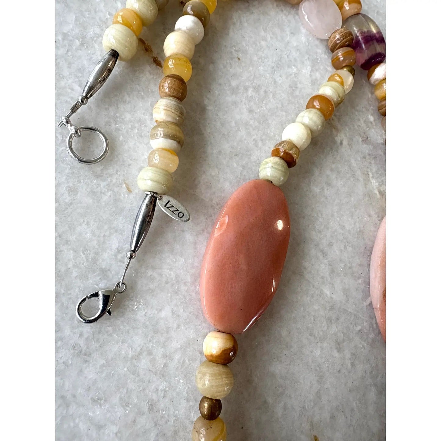 Mixed Vintage Agate Stone Beaded Necklace