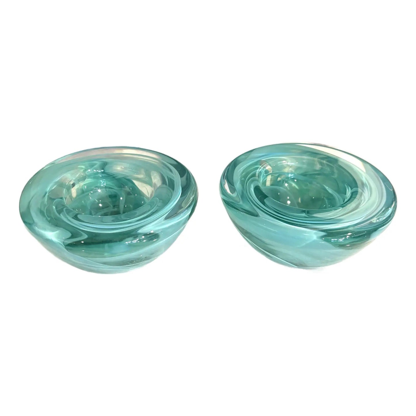 Kosta Boda Vintage Turquoise Glass Candle Votives With Label Still On