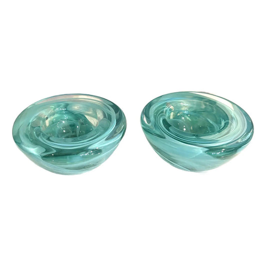 Kosta Boda Vintage Turquoise Glass Candle Votives With Label Still On