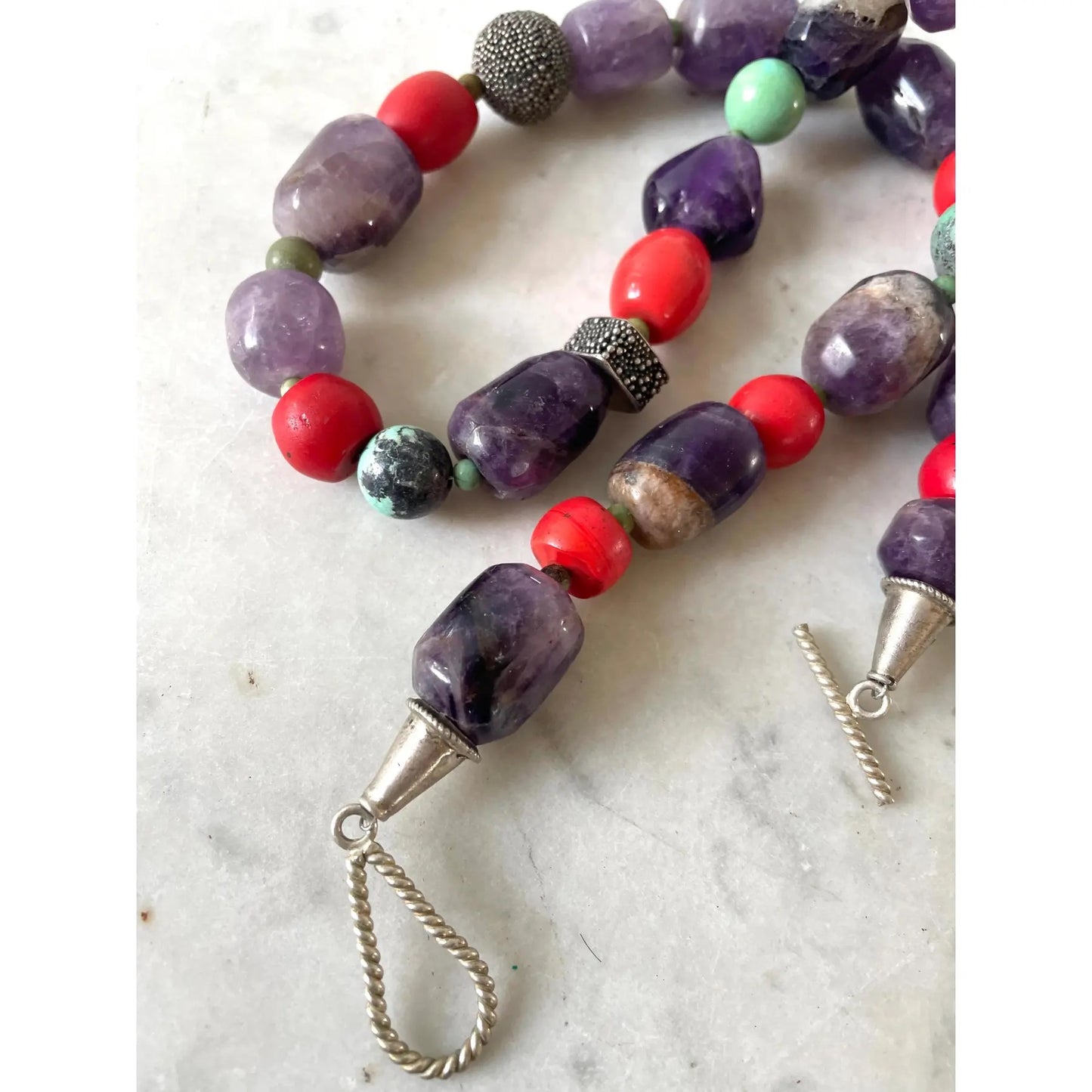 Mixed Beaded Necklaces, Antique Amethyst, Turquoise, African Beads, Designed by Matthew Izzo
