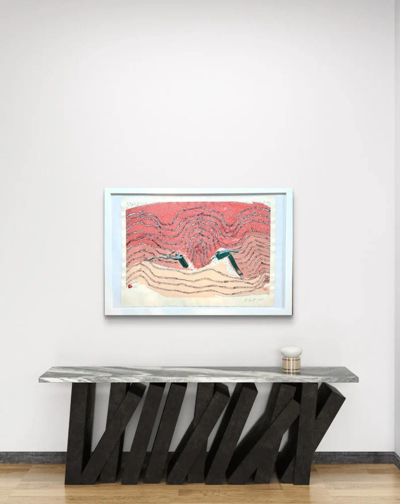 Barbara Beck 1998 Framed Abstract Painting on Paper