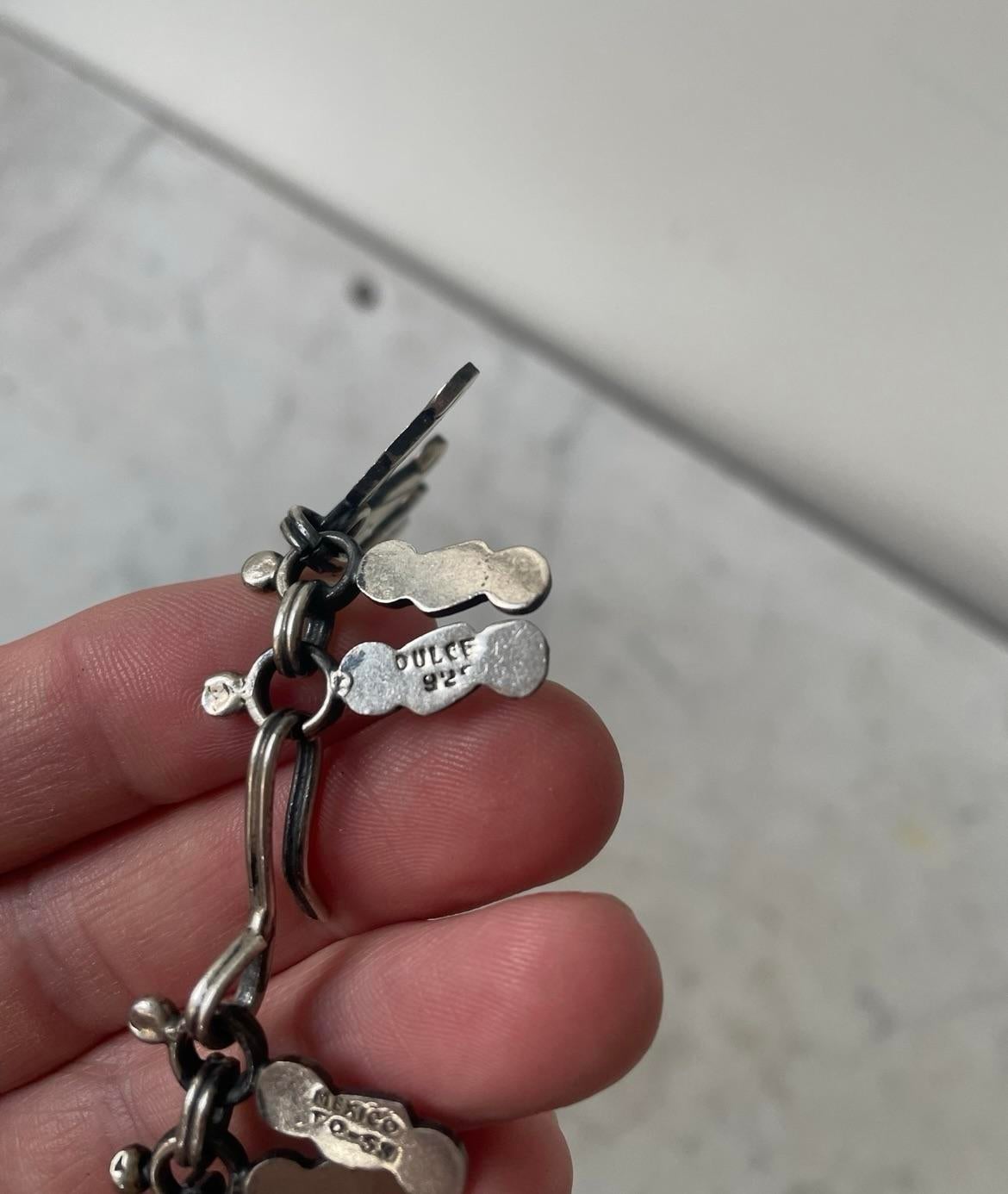 Dulce Sterling Silver Spray Link Necklace 1980s
