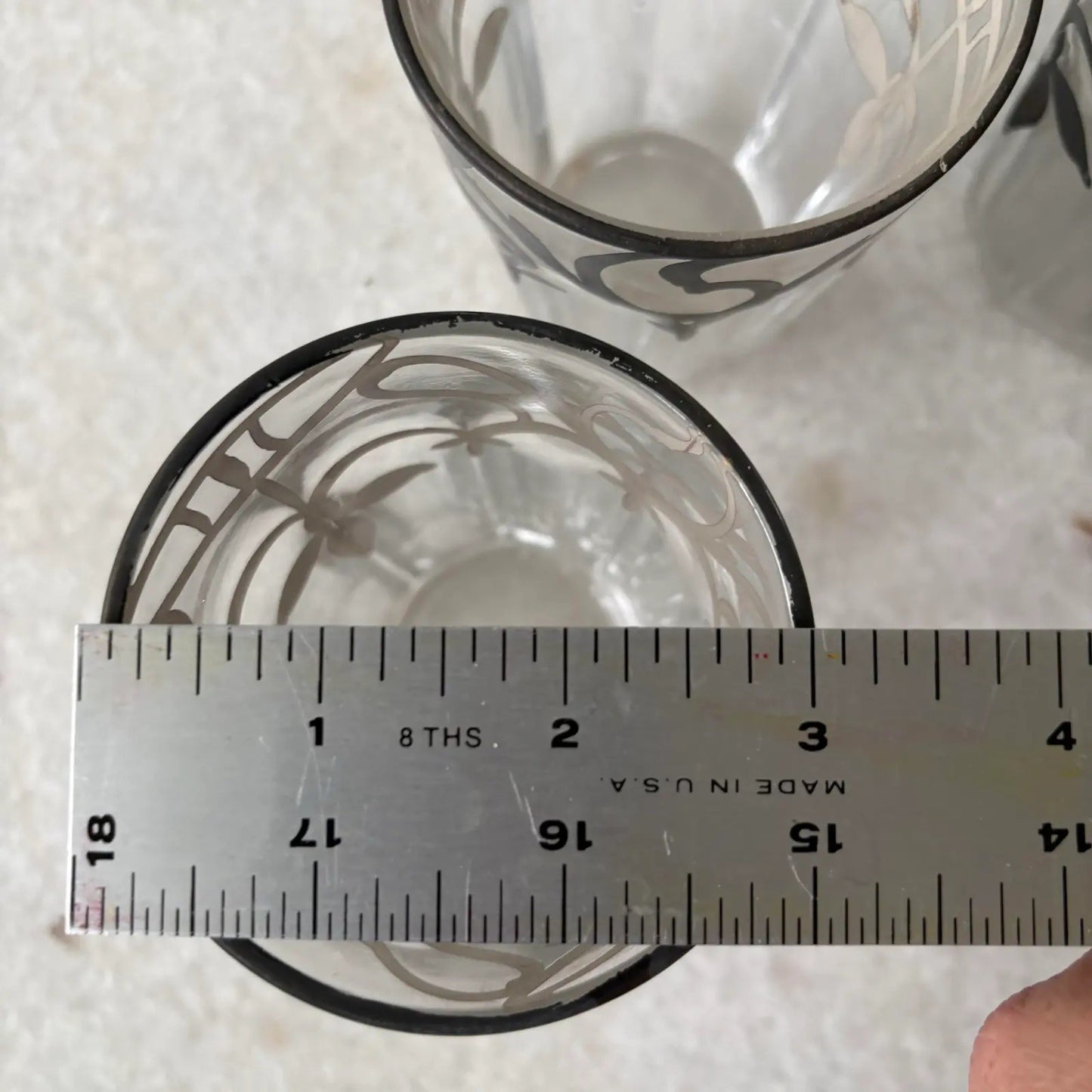 Early 20th Century Sterling Silver Trim Detailed Cocktail Glasses Set of 5
