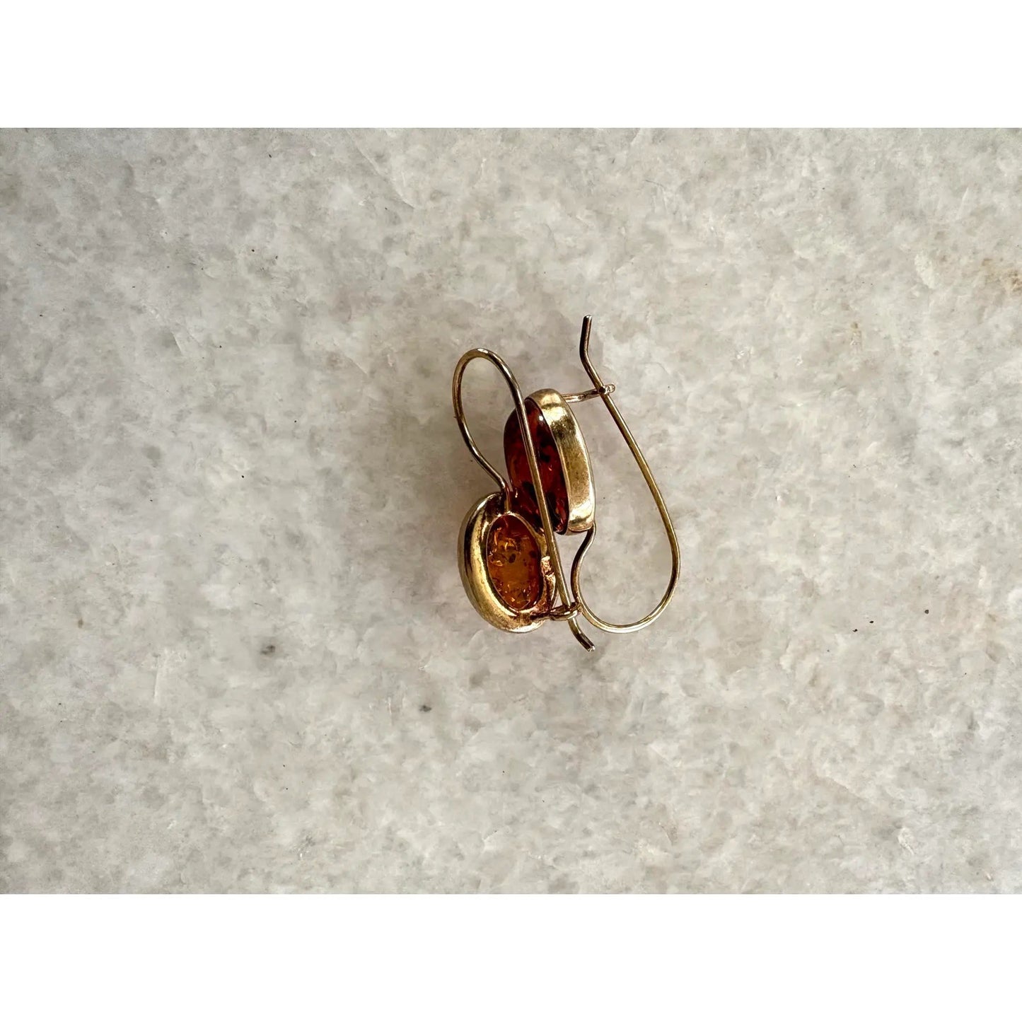 Gold Over Sterling Silver Amber Earrings