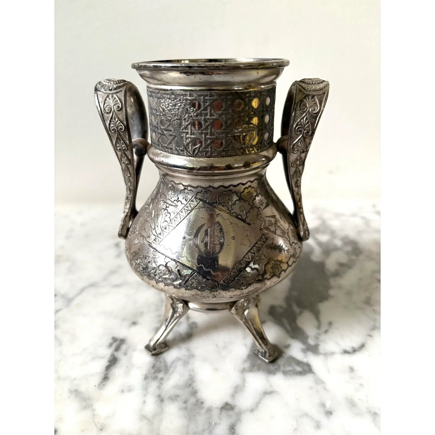Early 20th Century Etched Silver Plated Face