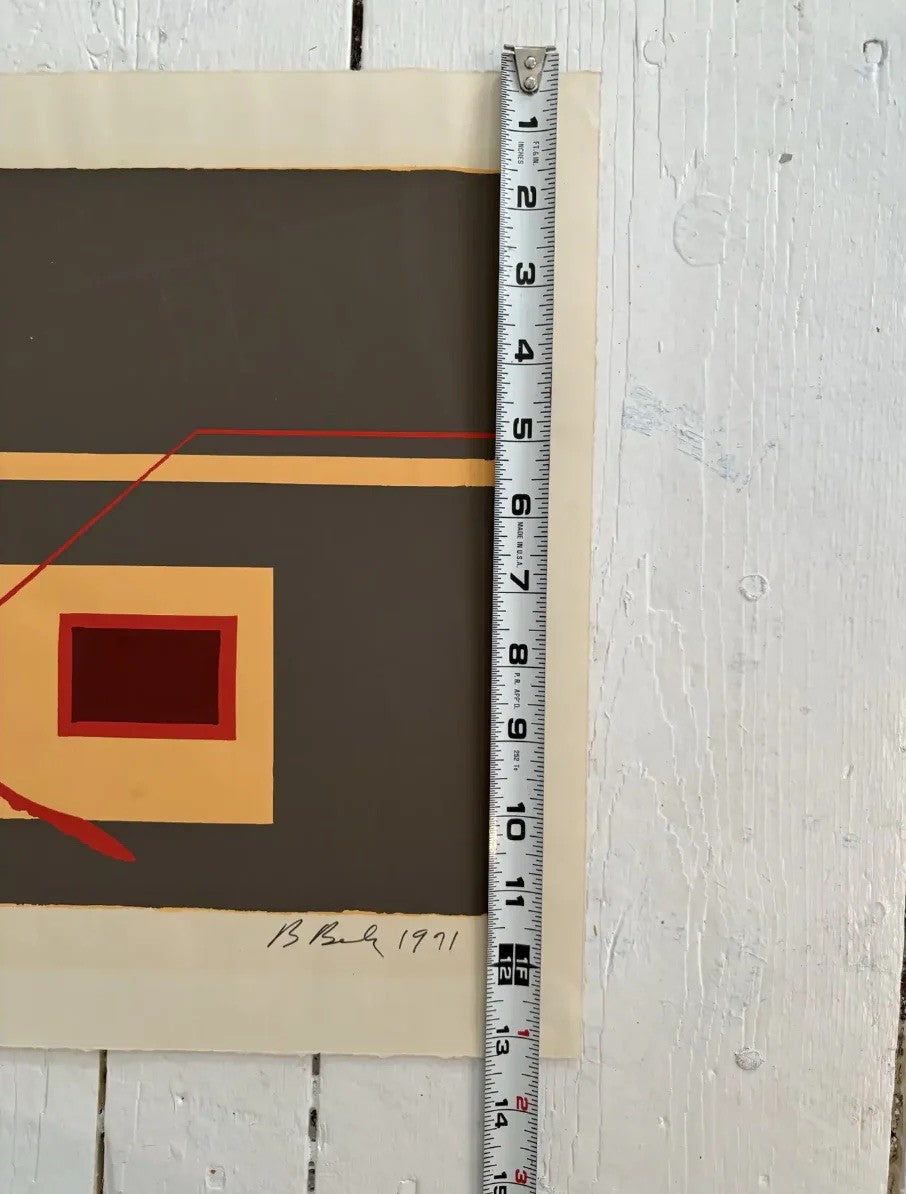 Barbara Beck 1971 Mid Century Modern Screen Print on Paper, "Wall Print I I", Signed