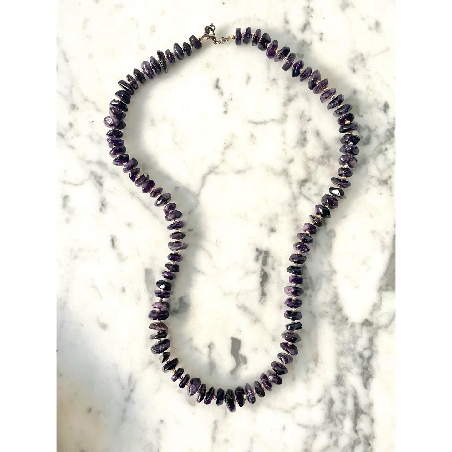 Collar de amatista vintage con espaciadores de plata