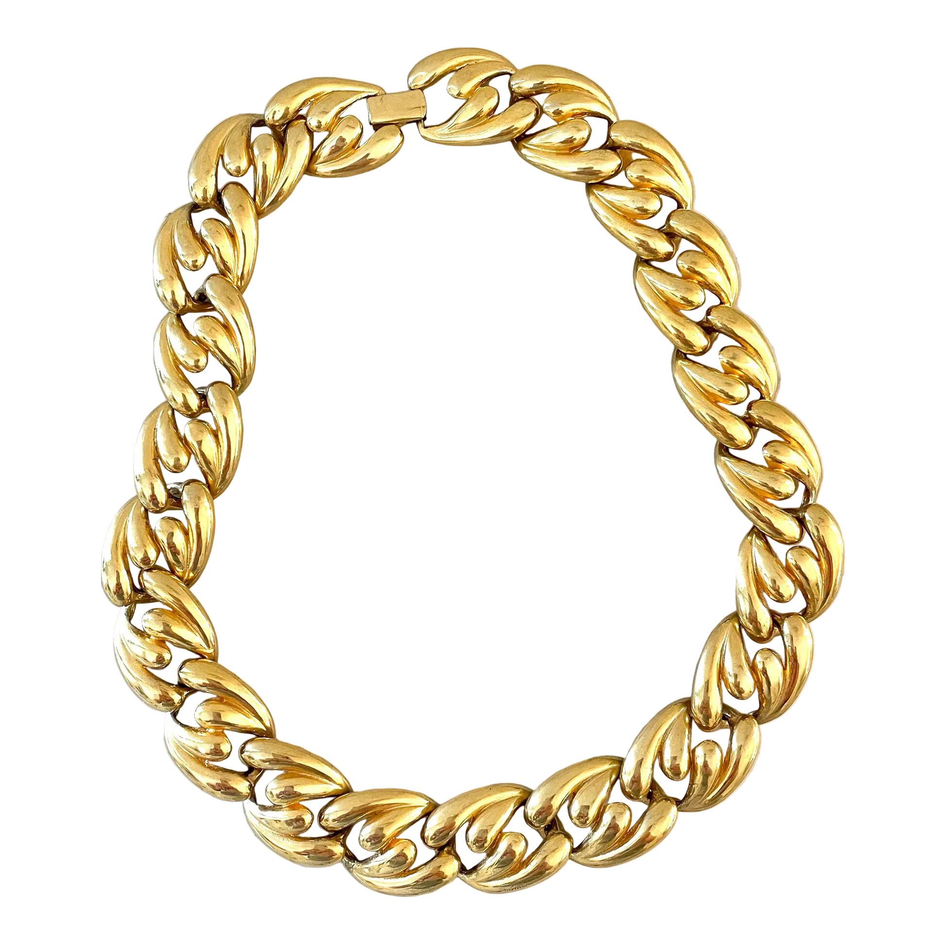Gold chain bracelet on a white background