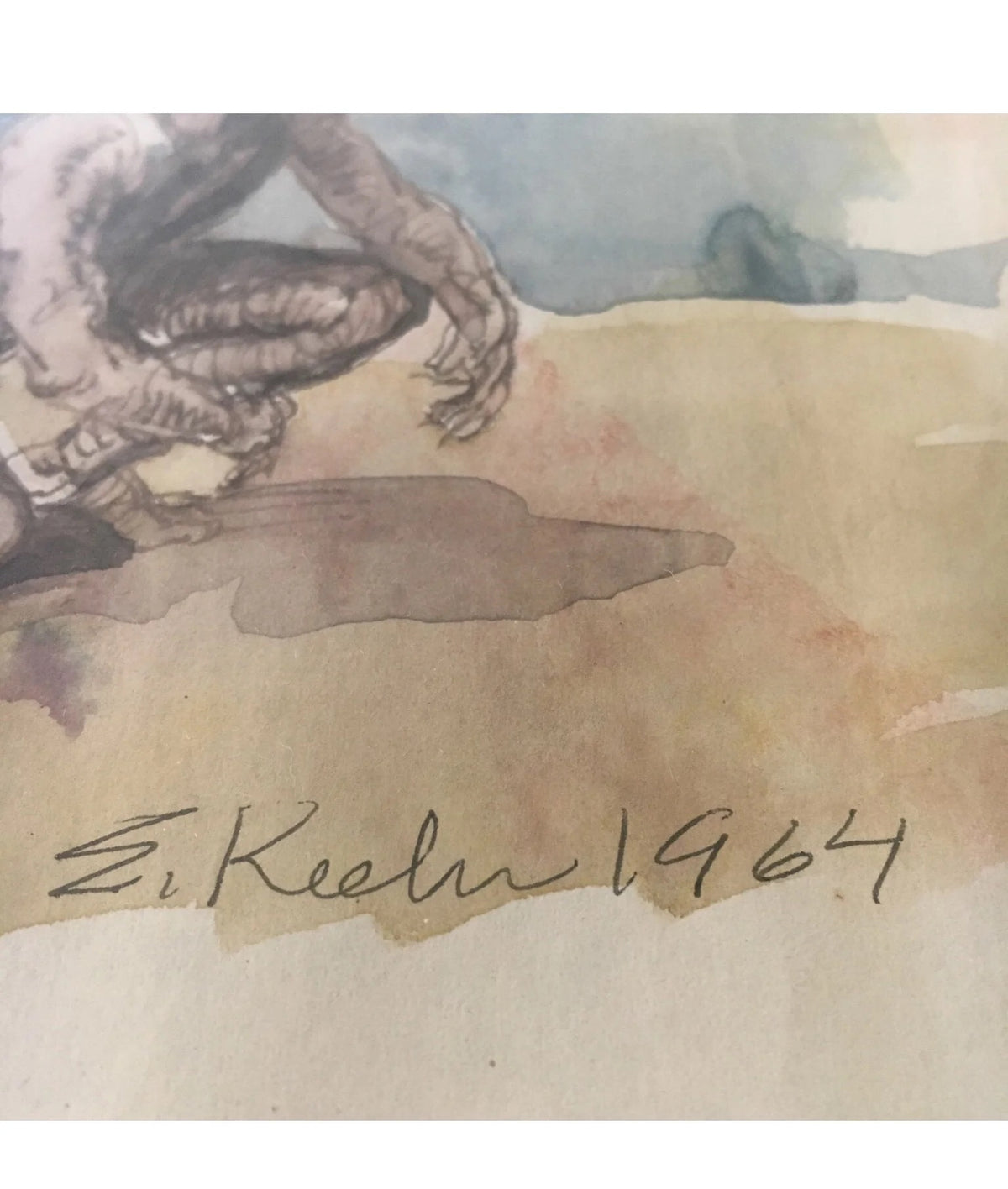 Evan Keehn Watercolor Figure Painting (1964)