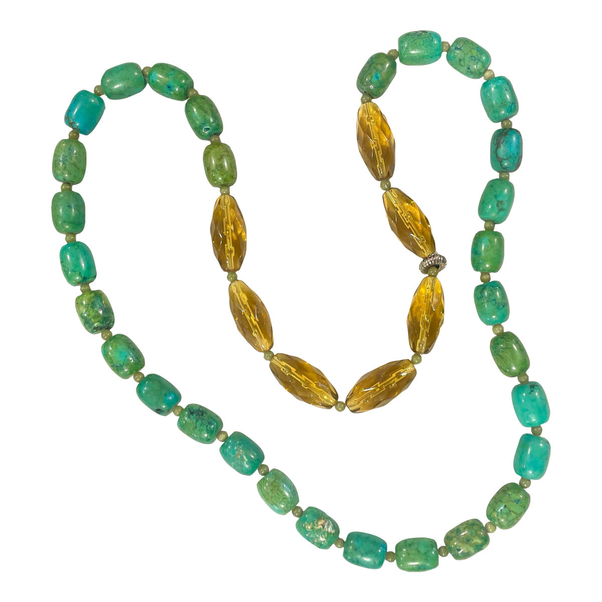 Vintage Matthew Izzo Turquoise Jade and Glass Beaded Necklace
