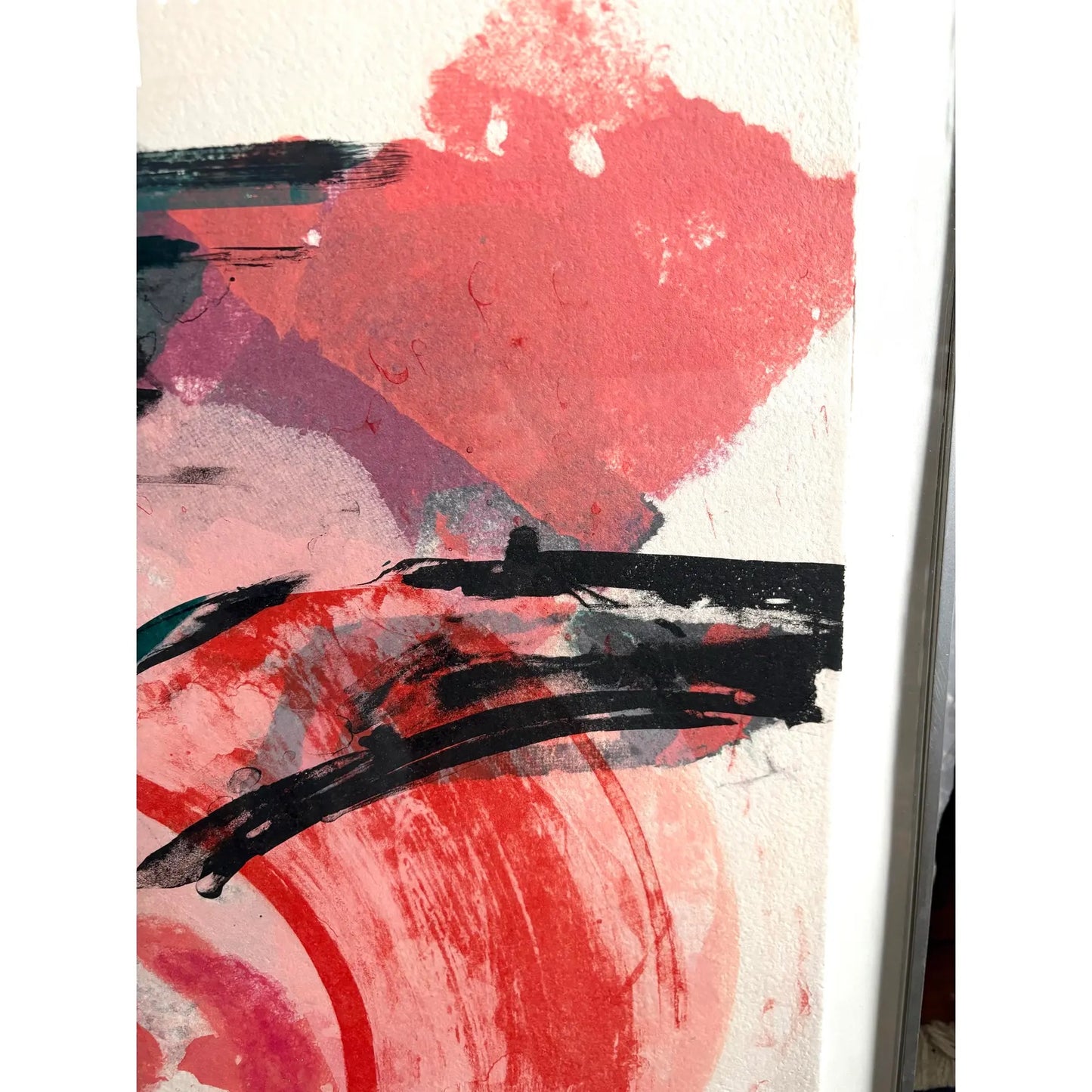 Gran pintura a la acuarela de David Swanson sobre papel en marco de metal