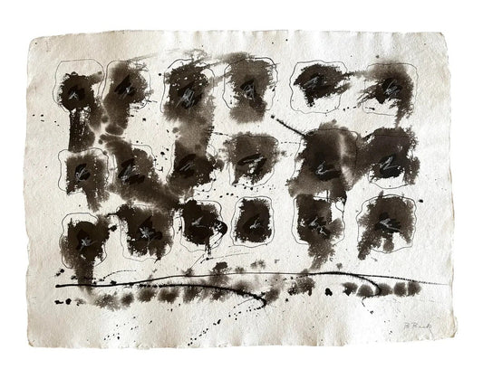 Barbara Beck 1970s Abstract Acrylic Painting on Paper