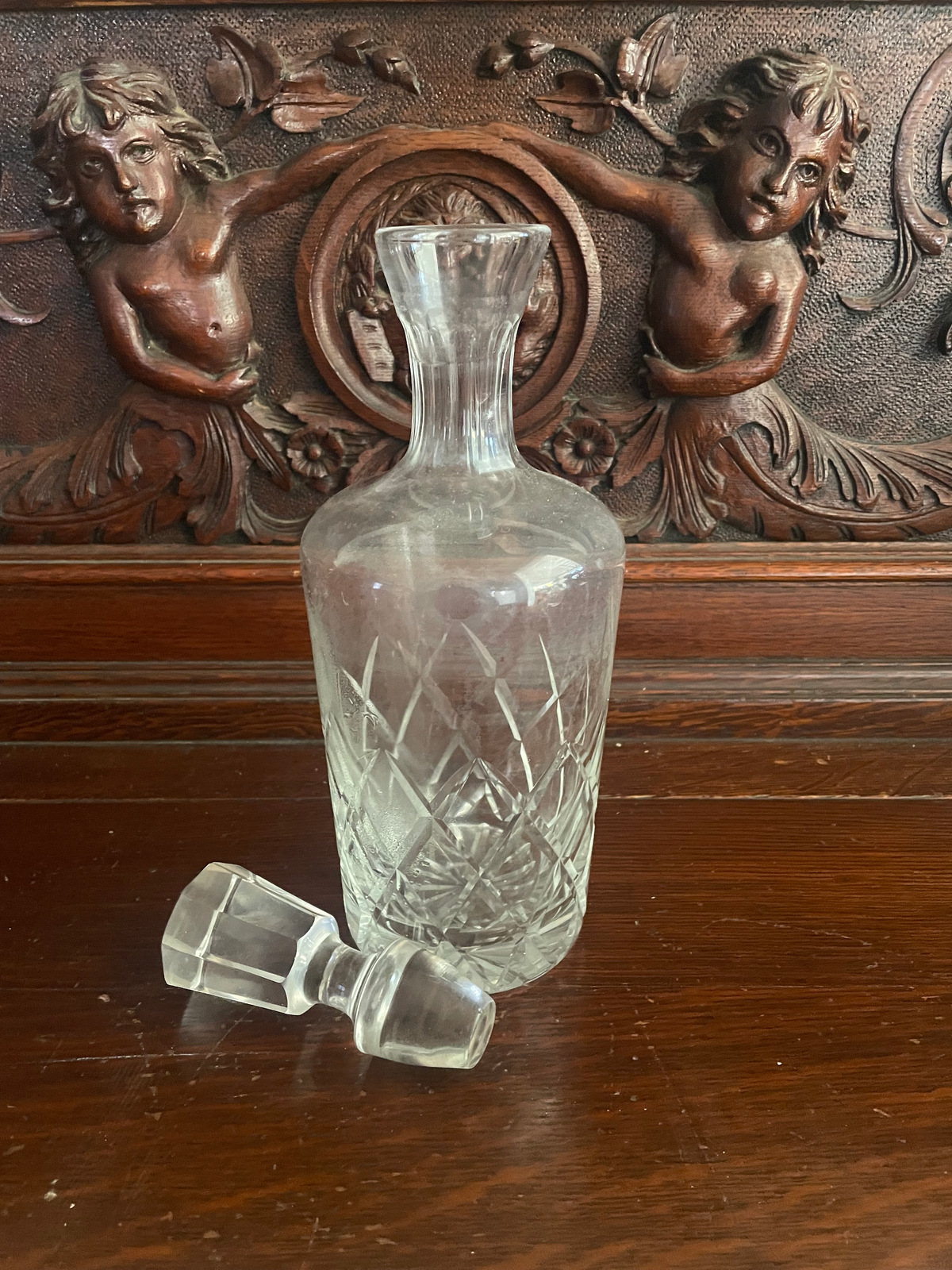 Vintage Cut Crystal Mid Century Wine Decanter